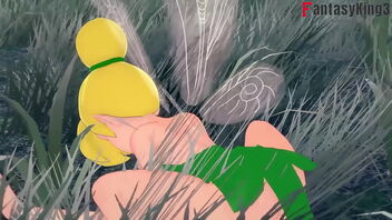 This animated movie features Tinker Bell and other fairies in a sexual experience.