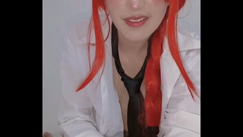 Redhead MILF Makima cosplay: Be a good girl and let me pet you.